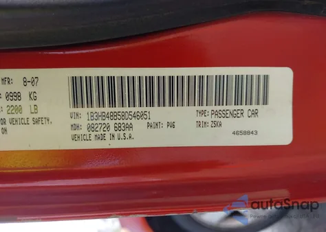 2008 Dodge Caliber Sxt from USA, damaged, VIN 1B3HB48B58D546051